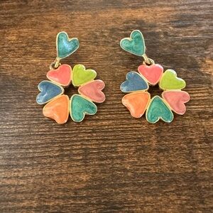 Green and Blue Cluster Heart Earrings